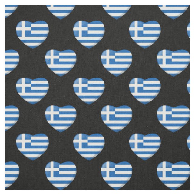 Tissu Motif de coeur du drapeau grec (Échantillon)