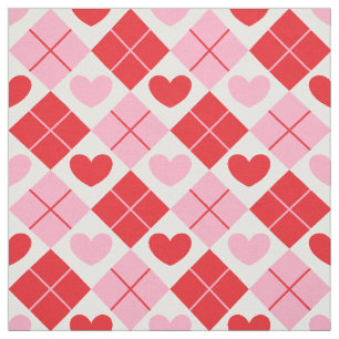 Tissu Motif de coeur Jacquard rouge et rose