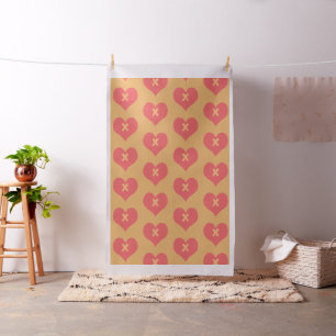 Tissu Motif de coeur monogramme rouge doux et doux