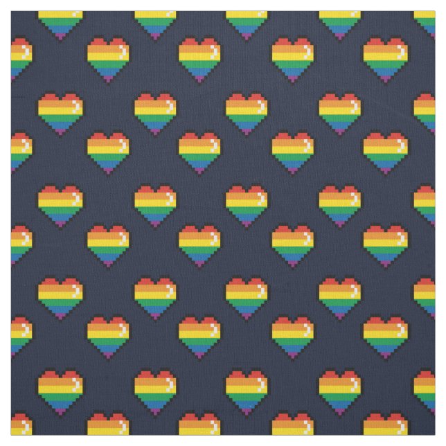 Tissu Motif de coeur Rainbow 8 Bit (Échantillon)