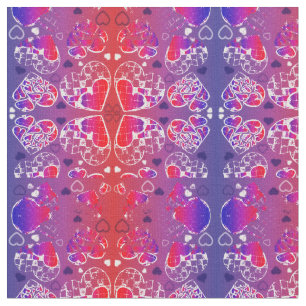 Tissu Motif de coeur romantique violet et rouge Whimsica