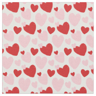 Tissu Motif de coeur rouge rose pâle