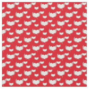 Tissu Motif de coeurs ailés rouges et blancs