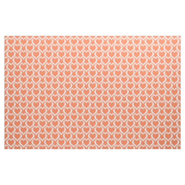 Tissu Motif de cœurs blancs corail (Fat Quarter)