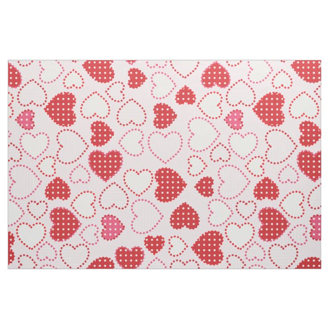 Tissu Motif De Coeurs Rose Blanc Et Rouge Assortis (Yard)
