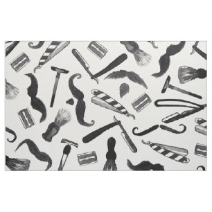 Tissu Motif de coiffeur d'aquarelle de rasoir de rasoir