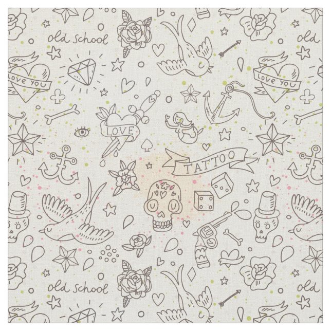 Tissu Motif de concept de tatouage (Fermer)