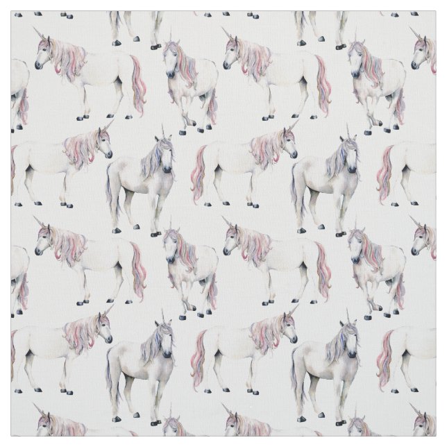 Tissu Motif de conte de fées de licorne d'aquarelle (Échantillon)