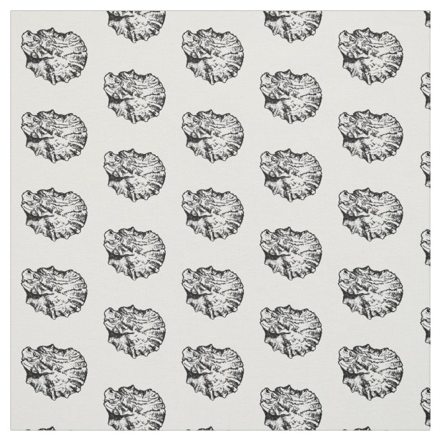 Tissu Motif de coque d'huîtres noir et blanc (Échantillon)