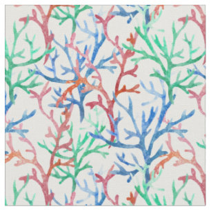 Tissu Motif de corail d'aquarelle