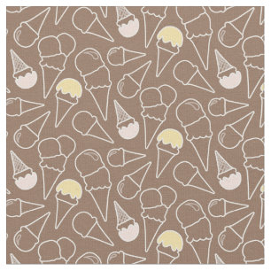 Tissu Motif de cornet de crème glacée sur le brun