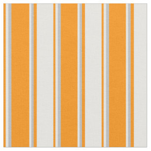 Tissu Motif de couleur orange foncé, blanche et grise