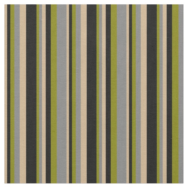 Tissu Motif de couleur Tan, Noir, Vert & Gris (Fermer)
