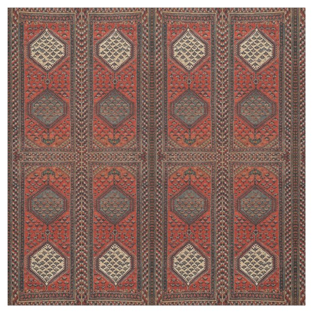 Tissu motif de coureur rouge oriental (Échantillon)