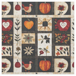 Tissu Motif de courtepointe d'art populaire d'automne   