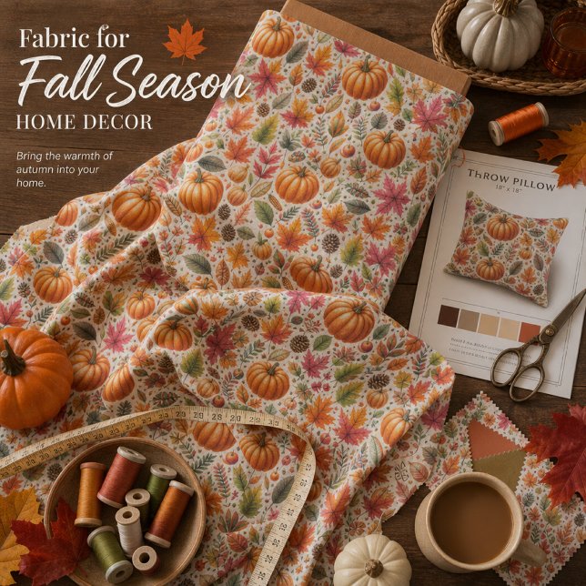 Tissu Motif de couture de citrouilles d'automne et de fe (Créateur téléchargé)