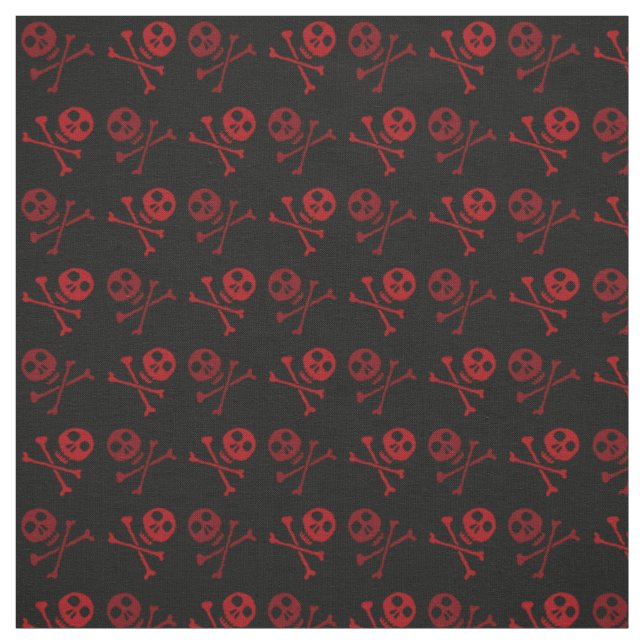 Tissu Motif de crâne cartonné rouge (Échantillon)