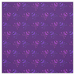 Tissu Motif de crâne de dessin violet