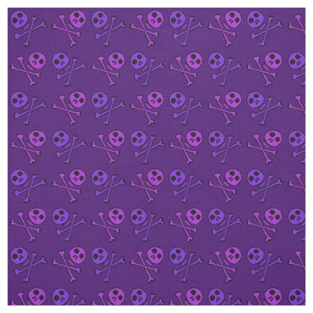 Tissu Motif de crâne de dessin violet (Échantillon)