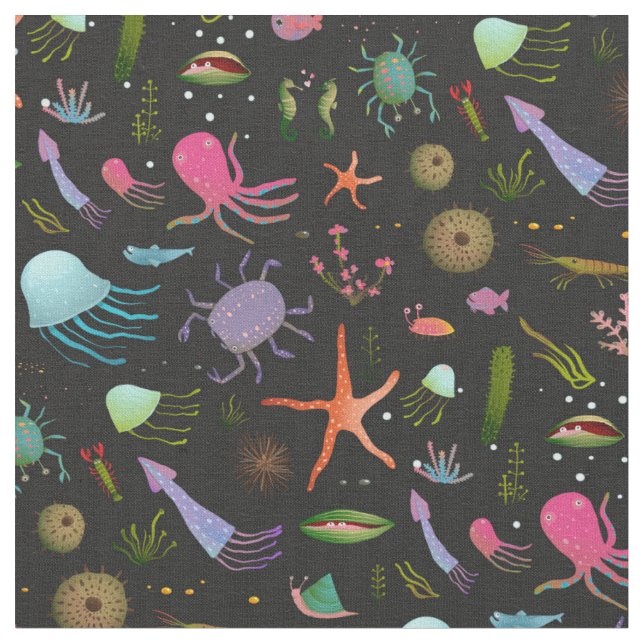 Tissu Motif de créatures de mer (Fermer)