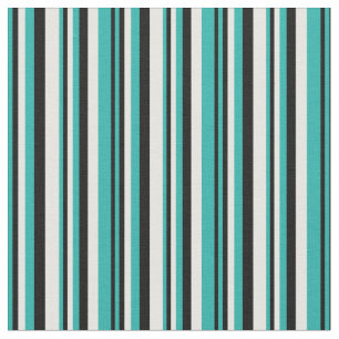 Tissu Motif de crème de la mer claire, noire et menthe