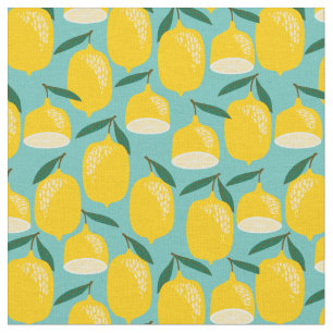 Tissu Motif de cuisine moderne au citron jaune du milieu