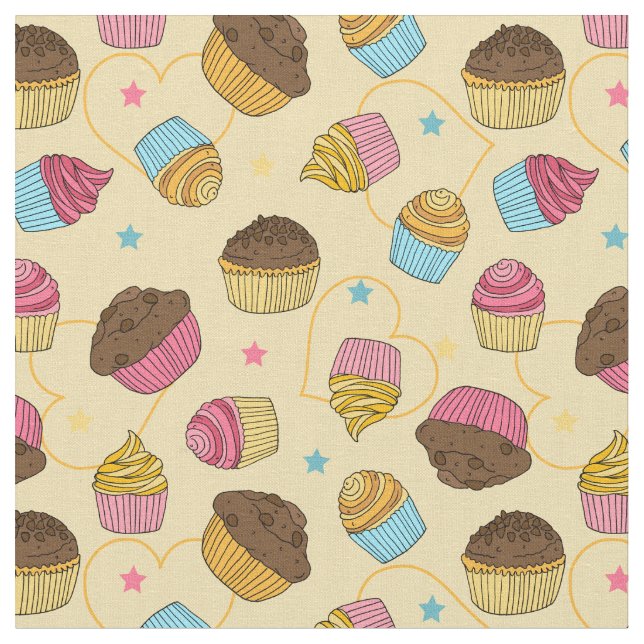 Tissu Motif de cuisson de muffins et de cakes Whimsical (Fermer)