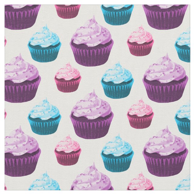 Tissu Motif de Cupcakes colorés (Fermer)