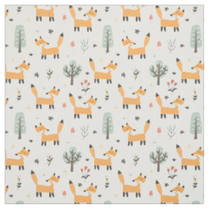 Tissu Motif de Cute Woodland Fox