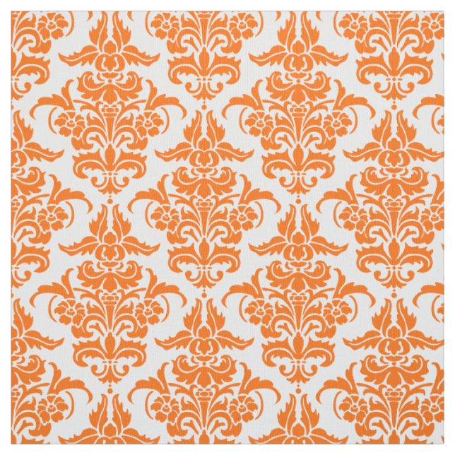 Tissu Motif de damassé - orange sur le blanc (Échantillon)