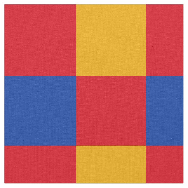 Tissu motif de damier rouge, bleu et jaune (Fermer)