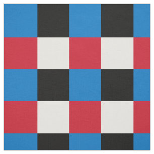 Tissu motif de damier rouge, bleu, noir et blanc