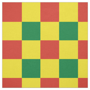 Tissu motif de damier rouge, vert et jaune