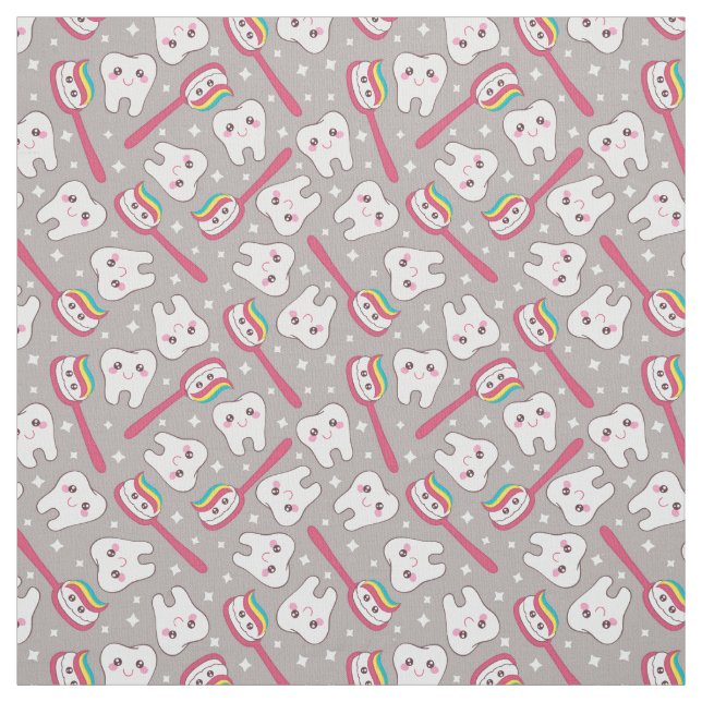 Tissu Motif de dents d'arc-en-ciel (Échantillon)