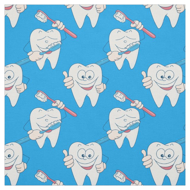 Tissu Motif de dents de brossage mignon (Échantillon)