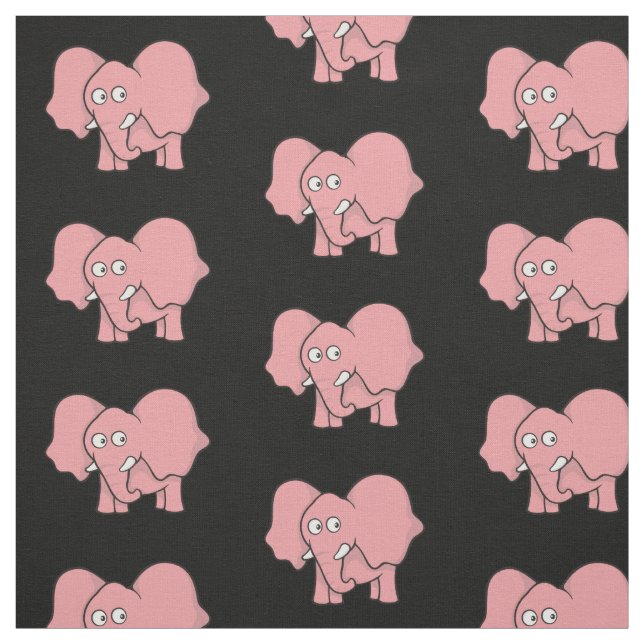 Tissu Motif de dessin animé rose éléphant (Échantillon)