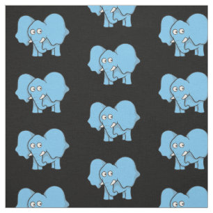 Tissu Motif de dessin Blue Elephant