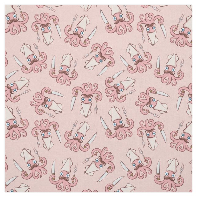 Tissu Motif de dessin de chef calmar (Échantillon)