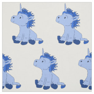 Tissu Motif de dessin de licorne bleue pour enfants