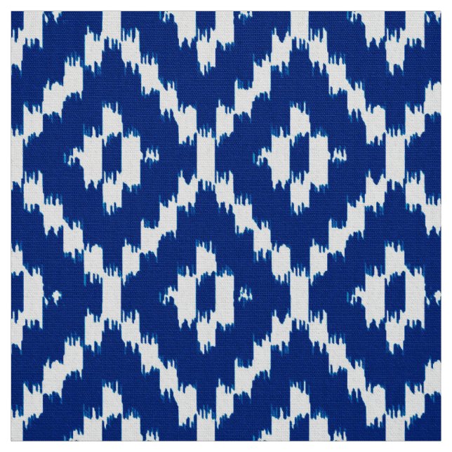 Tissu Motif de diamant d'Ikat - bleu et blanc de cobalt (Échantillon)