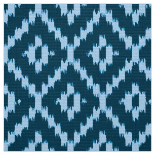 Tissu Motif de diamant d'Ikat - indigo et bleu glacier