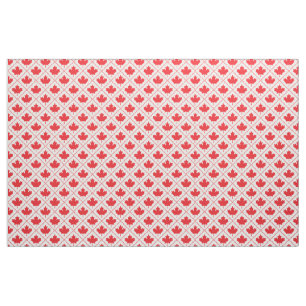 Tissu Motif de diamants blanc et rouge feuille d'érable