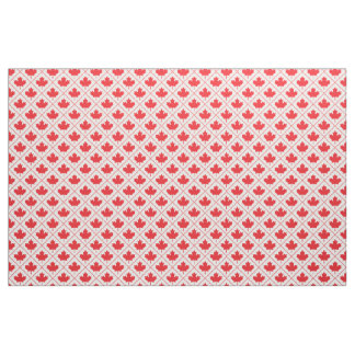 Tissu Motif de diamants blanc et rouge feuille d'érable 
