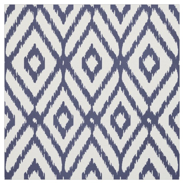 Tissu motif de diamants de la tribu des Ikat, bleu et bl (Échantillon)
