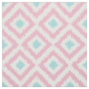Tissu Motif de diamants d'Ikat de menthe de rose de