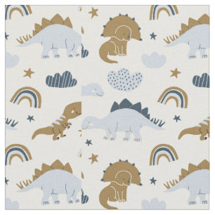 Tissu Motif de dinosaure arc-en-ciel mignon