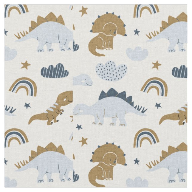 Tissu Motif de dinosaure arc-en-ciel mignon (Fermer)