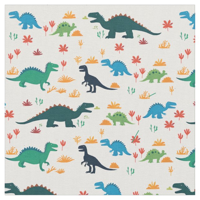 Tissu Motif de dinosaures colorés mignons  (Fermer)