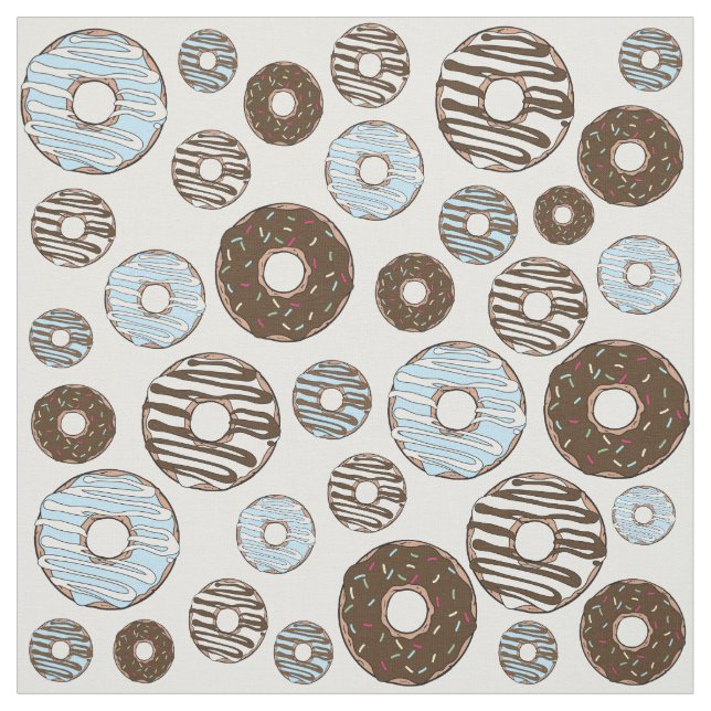 Tissu Motif De Donuts, Donuts Bleus, Donuts Brown (Échantillon)