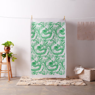 Tissu Motif de dragon vert